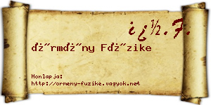 Örmény Füzike névjegykártya